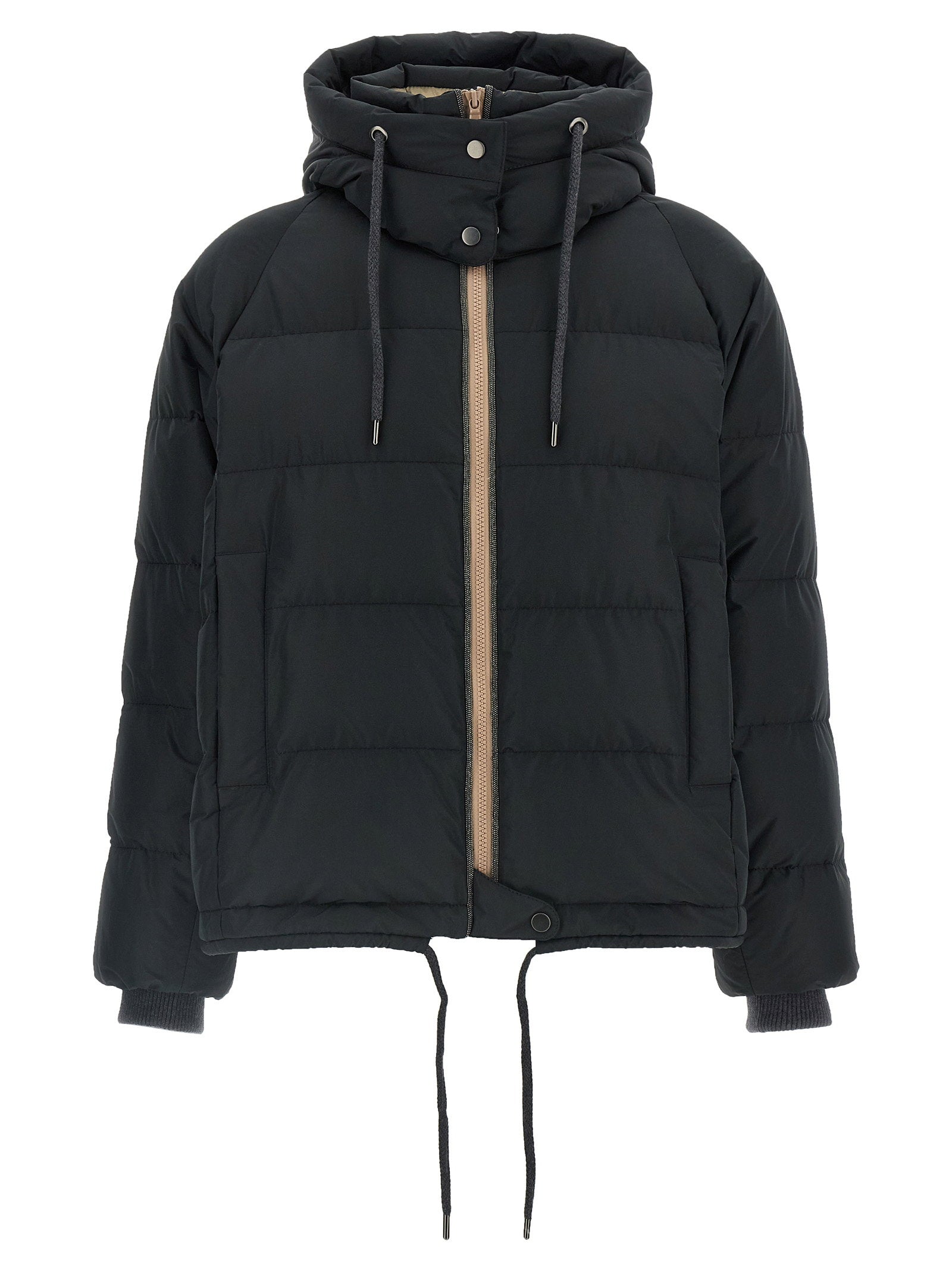 Brunello Cucinelli Down Jacket With Knit And Jewel Details