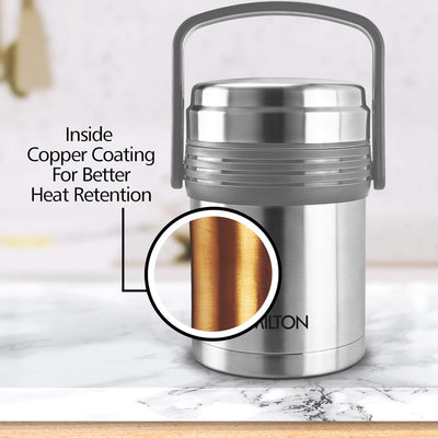 Milton Opus Stainless Steel Tiffin Box | Silver & Black
