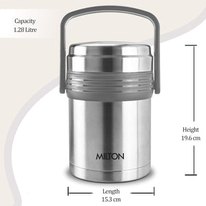 Milton Opus Stainless Steel Tiffin Box | Silver & Black