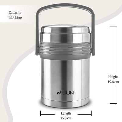 Milton Opus Stainless Steel Tiffin Box | Silver & Black