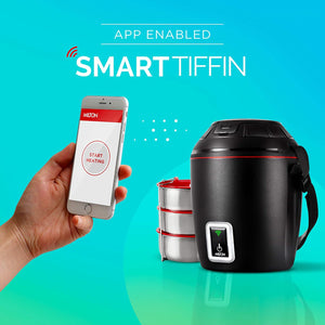 Milton Euroline Smart Electric App Enabled Tiffin Set of 3 | No Minimum Distance | Compatible with Alexa and Google Voice Assistants | Heat Scheduler | Heat from anywhere with App