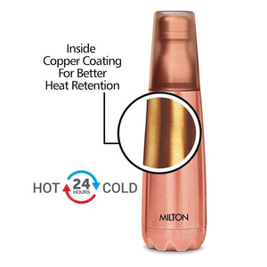 Milton Vertex Thermosteel Water Bottle with Unbreakable Plastic Tumbler | 1 Pc