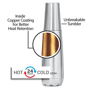 Milton Vertex Steel Thermosteel Hot or Cold Water Bottle with Tumbler | 1 Pc