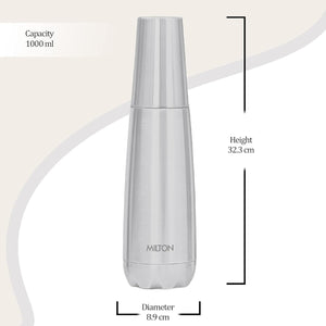 Milton Vertex Steel Thermosteel Hot or Cold Water Bottle with Tumbler | 1 Pc