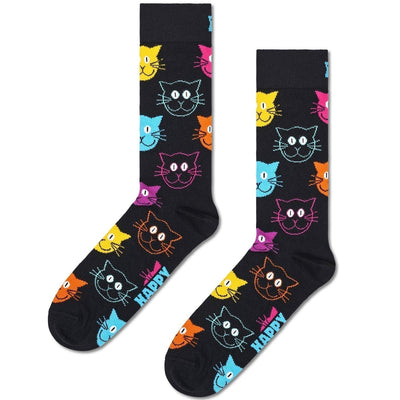 Happy Socks Unisex Cat Crew Length Socks for Women and Men