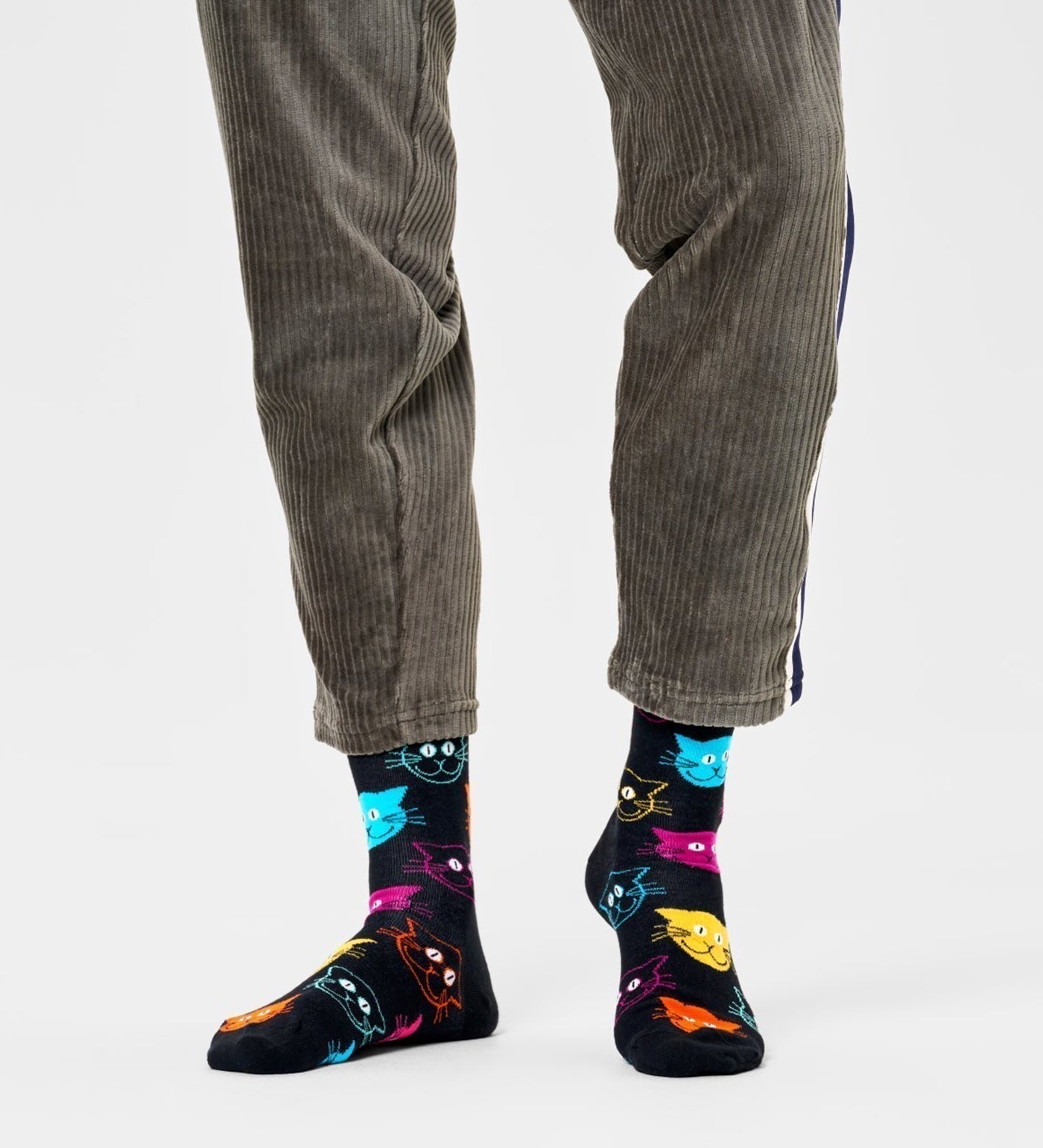 Happy Socks Unisex Cat Crew Length Socks for Women and Men