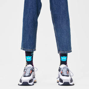 Happy Socks Unisex Cat Crew Length Socks for Women and Men