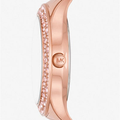 Michael Kors Liliane Pink Dial & Rose Gold Chain Watch for Women