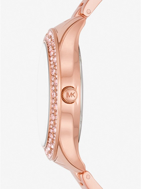 Michael Kors Liliane Pink Dial & Rose Gold Chain Watch for Women