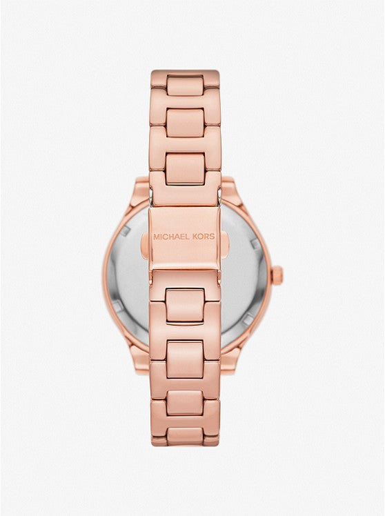 Michael Kors Liliane Pink Dial & Rose Gold Chain Watch for Women