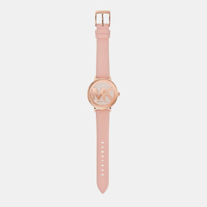 Addyson Women Quartz Rose Gold Dial Analog Leather Watch MK2957