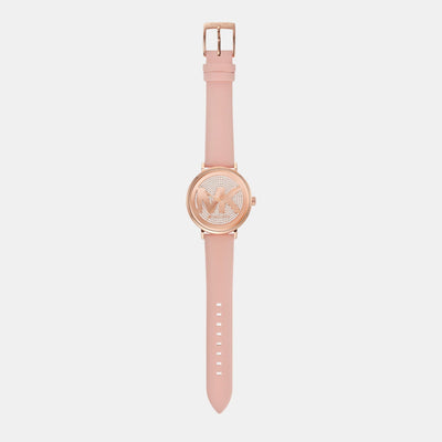 Addyson Women Quartz Rose Gold Dial Analog Leather Watch MK2957