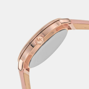 Addyson Women Quartz Rose Gold Dial Analog Leather Watch MK2957