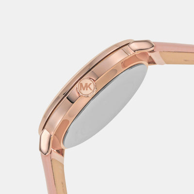 Addyson Women Quartz Rose Gold Dial Analog Leather Watch MK2957