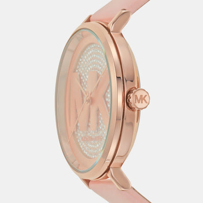 Addyson Women Quartz Rose Gold Dial Analog Leather Watch MK2957