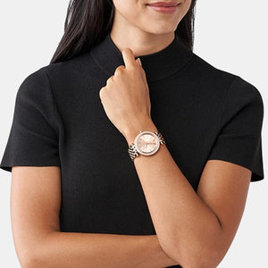 Darci Women Quartz Rose Gold Dial Analog Stainless Steel Watch MK3192