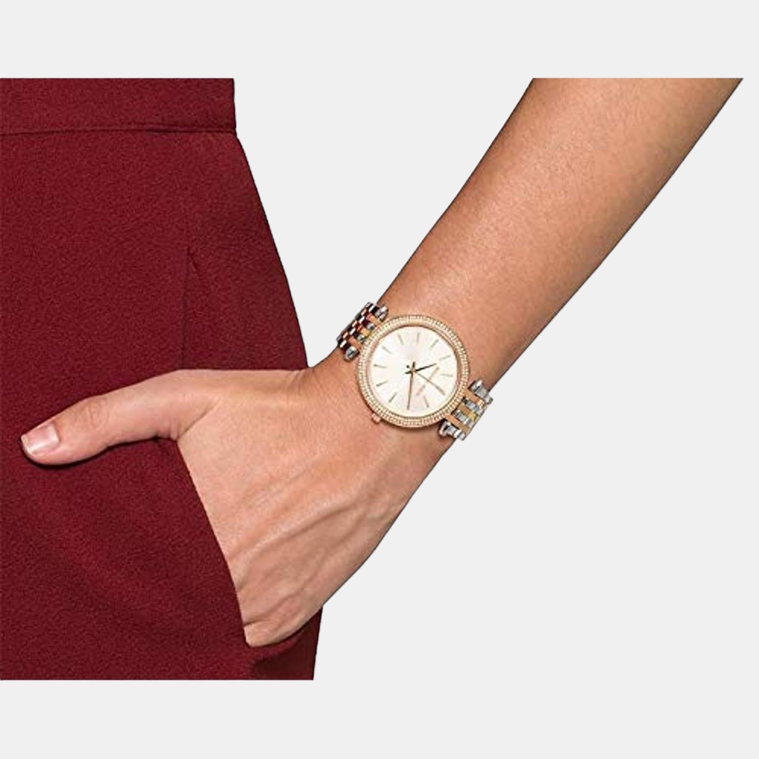 Darci Women Quartz Silver Dial Analog Stainless Steel Watch MK3203