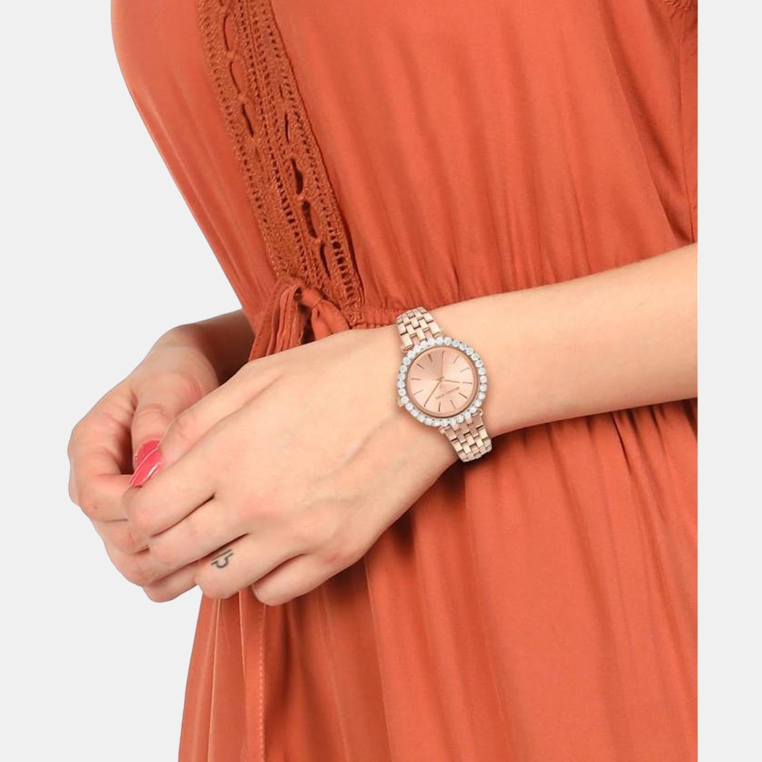 Darci Women Quartz Rose Gold Dial Analog Stainless Steel Watch MK4514