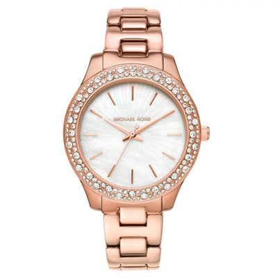 Michael Kors Liliane White Dial & Rose Gold Chain Watch for Women