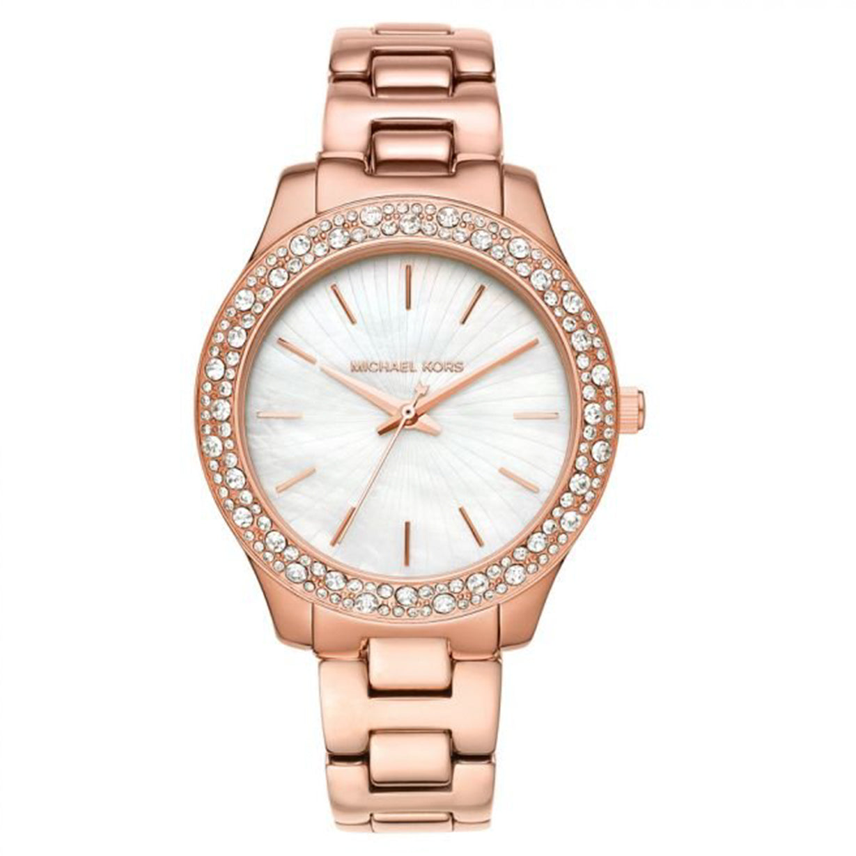 Michael Kors Liliane White Dial & Rose Gold Chain Watch for Women