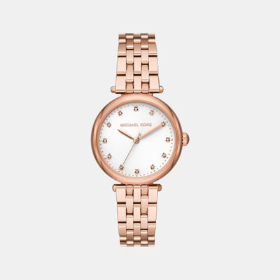 Diamond Darci Women Quartz White Dial Analog Stainless Steel Watch MK4568