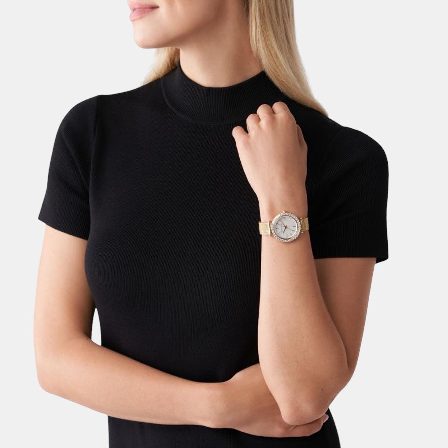 Darci Women Quartz White Dial Analog Stainless Steel Watch MK4629