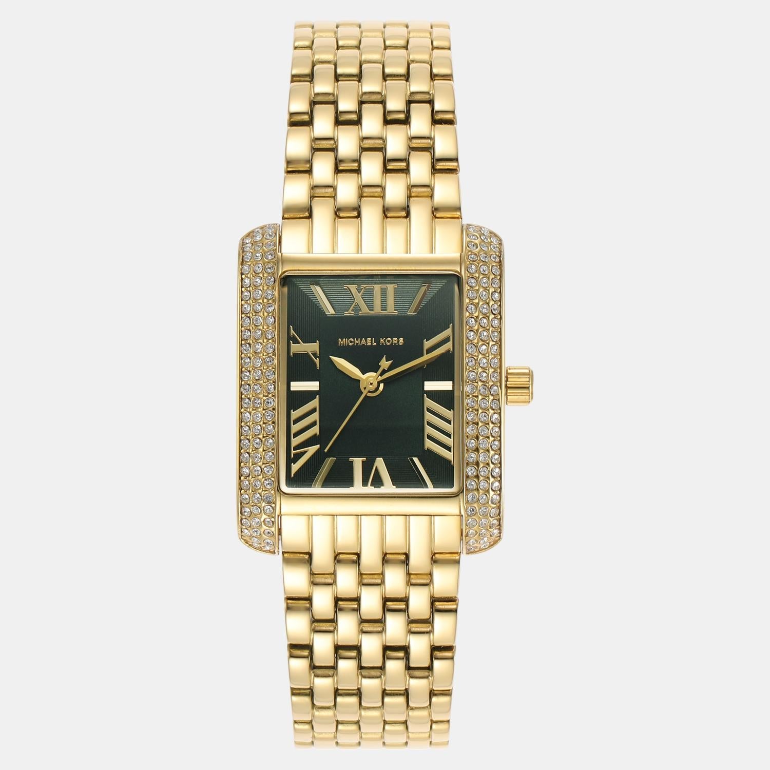 Emery Women Quartz Green Dial Analog Stainless Steel Watch MK4742