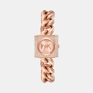 Chain Lock Women Quartz Rose Gold Dial Analog Stainless Steel Watch MK4827