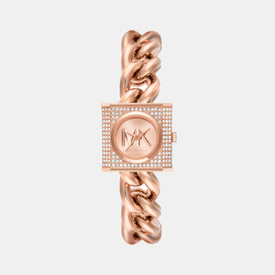 Chain Lock Women Quartz Rose Gold Dial Analog Stainless Steel Watch MK4827