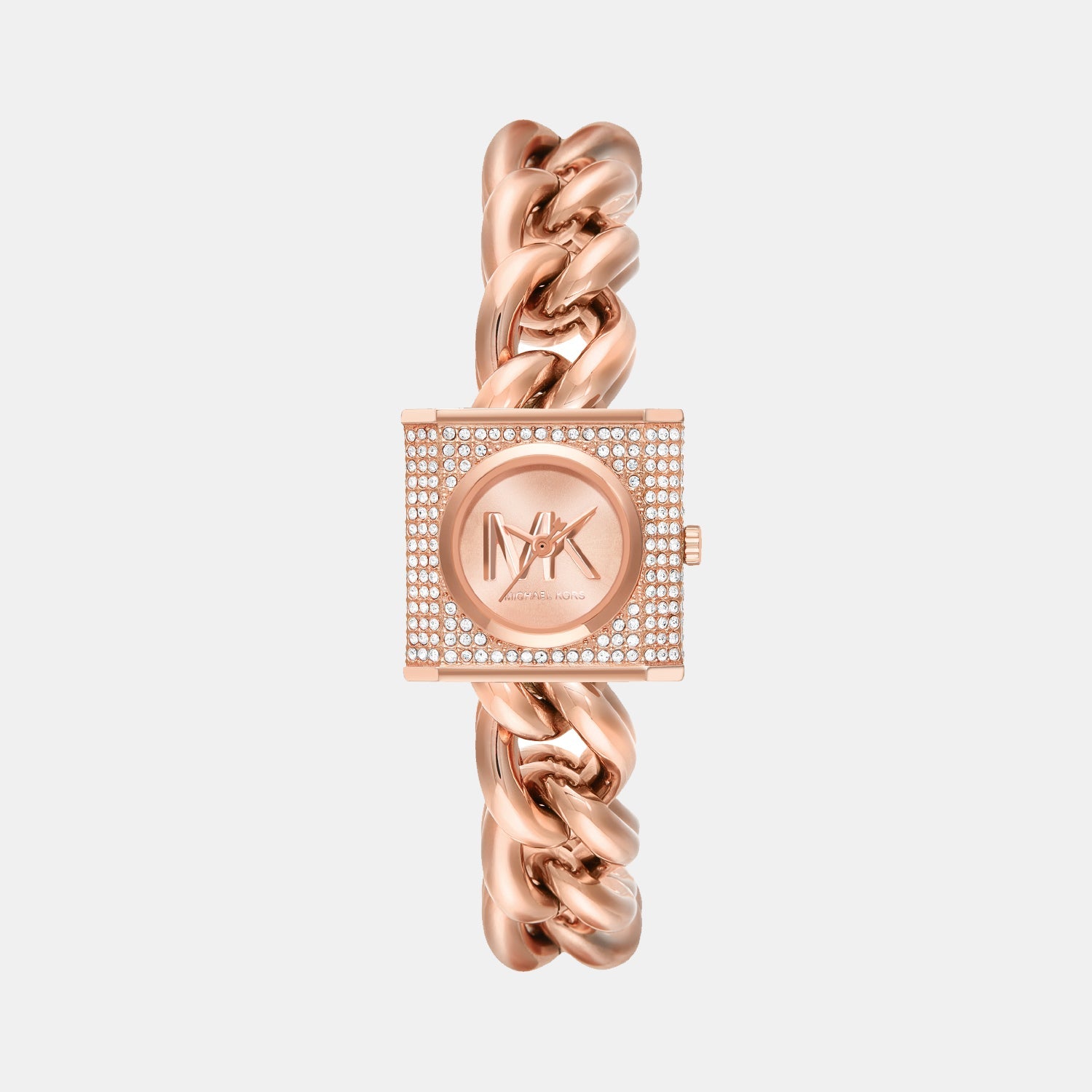 Chain Lock Women Quartz Rose Gold Dial Analog Stainless Steel Watch MK4827