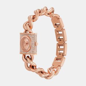 Chain Lock Women Quartz Rose Gold Dial Analog Stainless Steel Watch MK4827