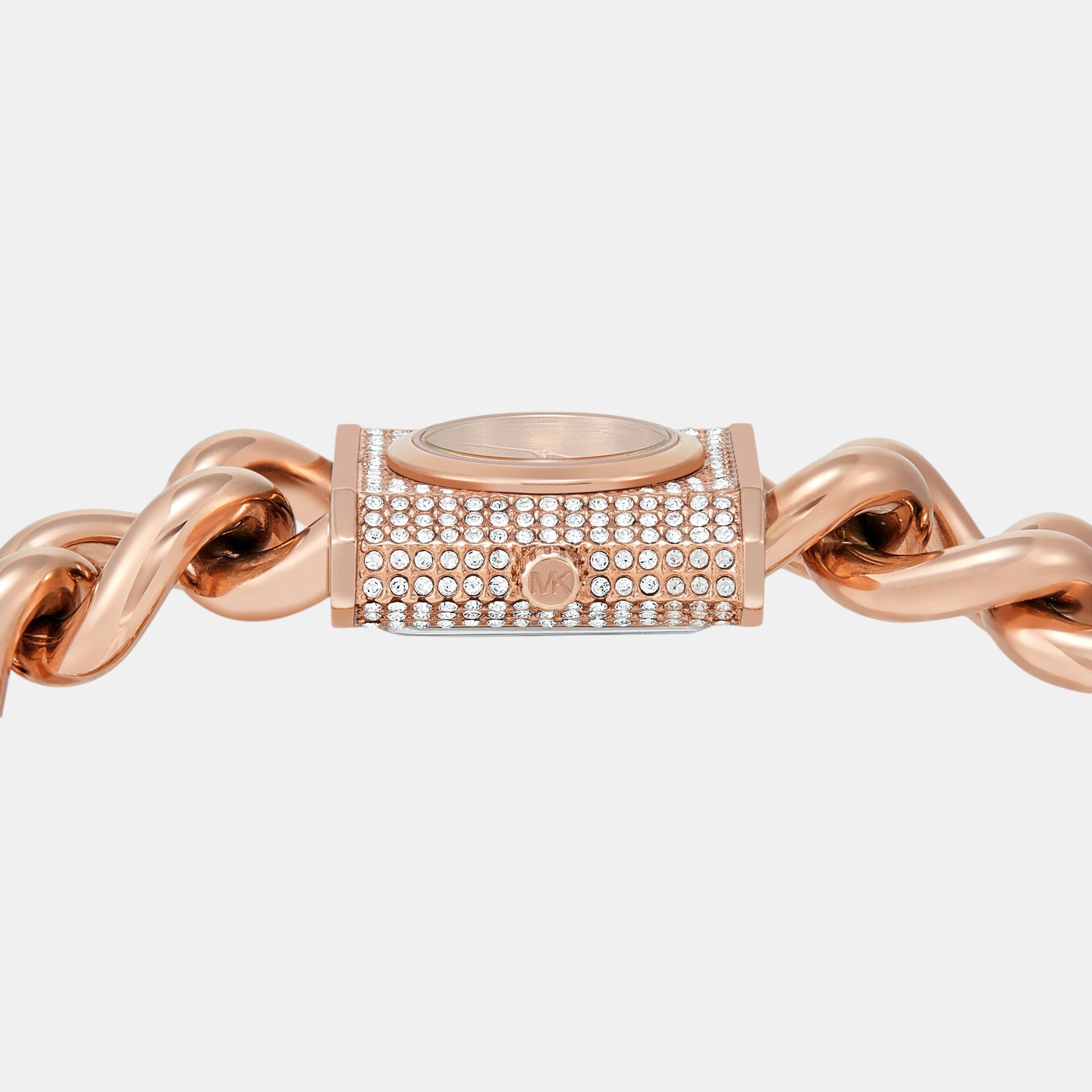 Chain Lock Women Quartz Rose Gold Dial Analog Stainless Steel Watch MK4827