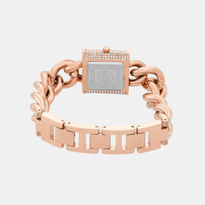 Chain Lock Women Quartz Rose Gold Dial Analog Stainless Steel Watch MK4827