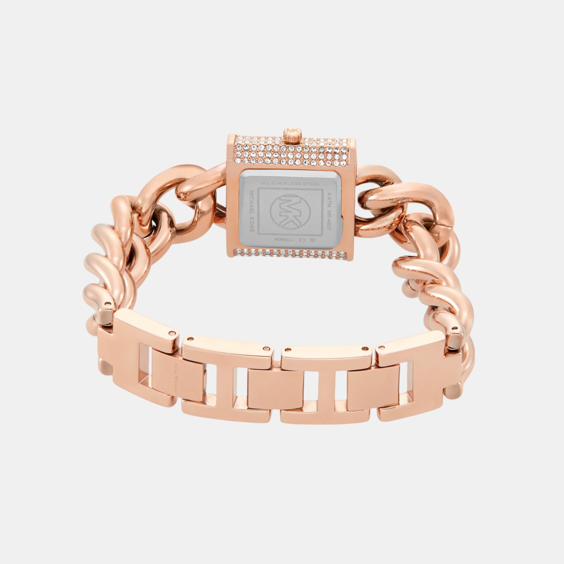 Chain Lock Women Quartz Rose Gold Dial Analog Stainless Steel Watch MK4827