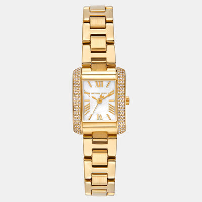 Emery Women Quartz White Mother Of Pearl Dial Analog Stainless Steel Watch MK4867