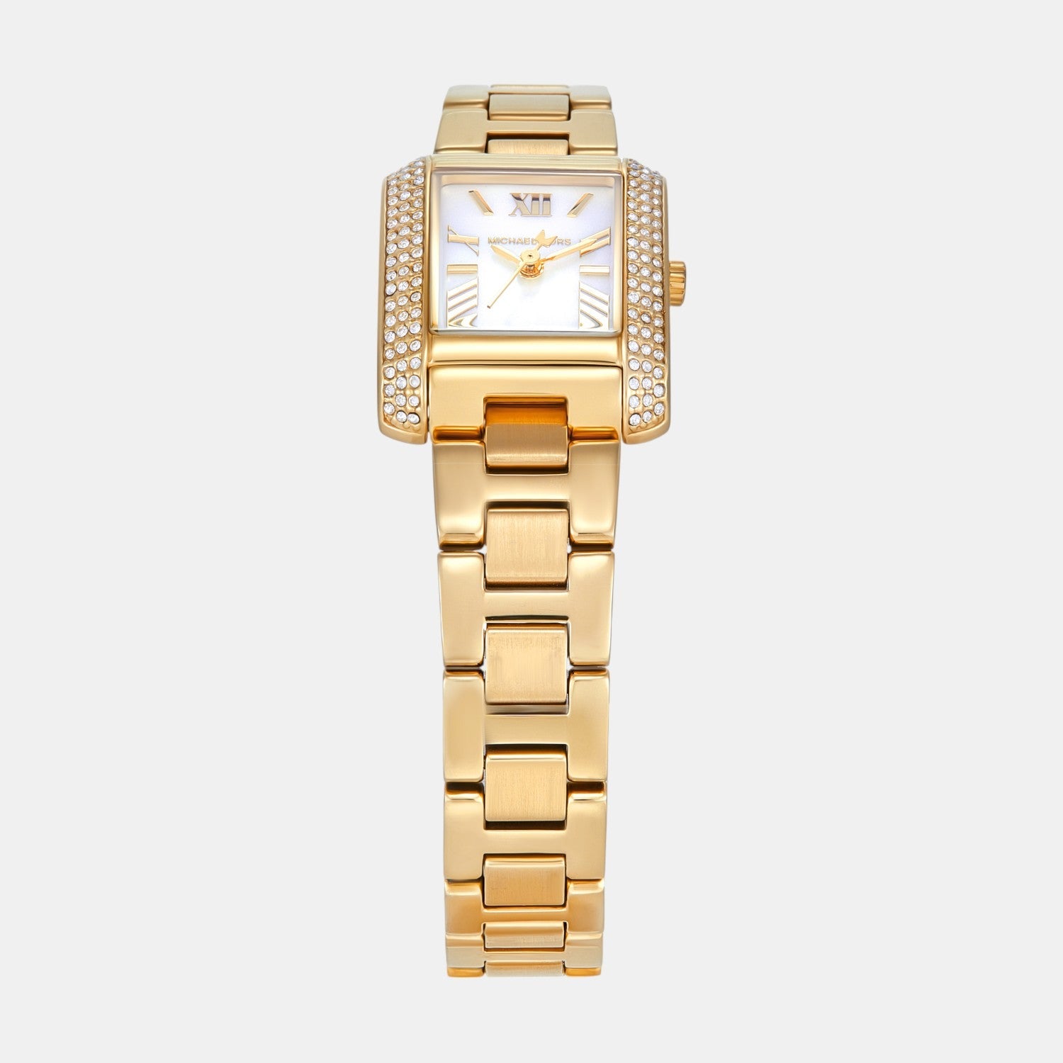 Emery Women Quartz White Mother Of Pearl Dial Analog Stainless Steel Watch MK4867