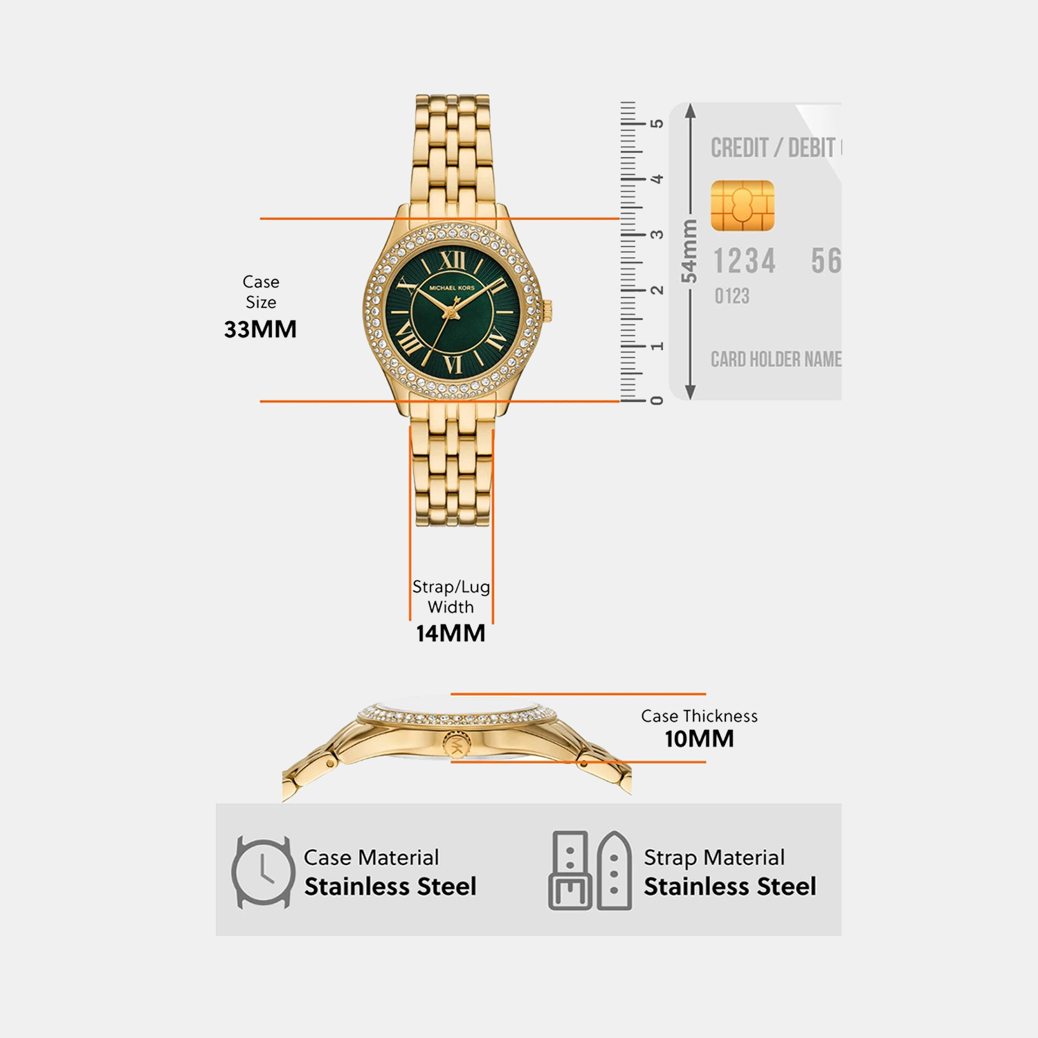 Harlowe Women Quartz Green Dial Analog Stainless Steel Watch MK4870