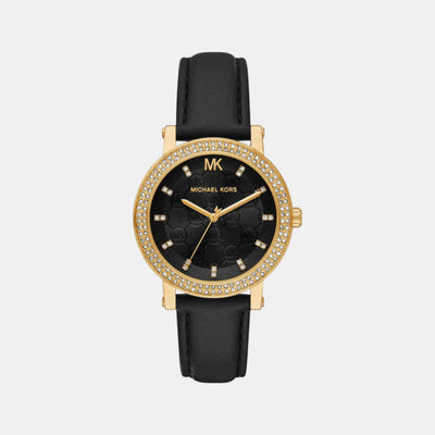 Corey Women Quartz Black Dial Analog Leather Watch MK4896