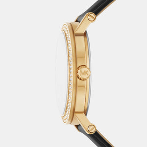 Corey Women Quartz Black Dial Analog Leather Watch MK4896