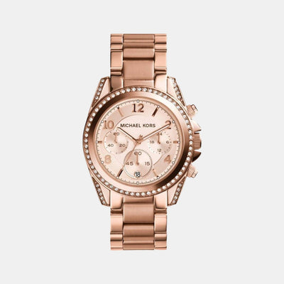 Blair Women Quartz Rose Gold Dial Chronograph Stainless Steel Watch MK5263