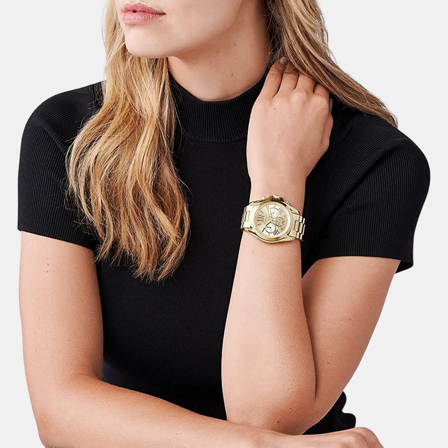 Bradshaw Women Quartz Gold Dial Chronograph Stainless Steel Watch MK5605