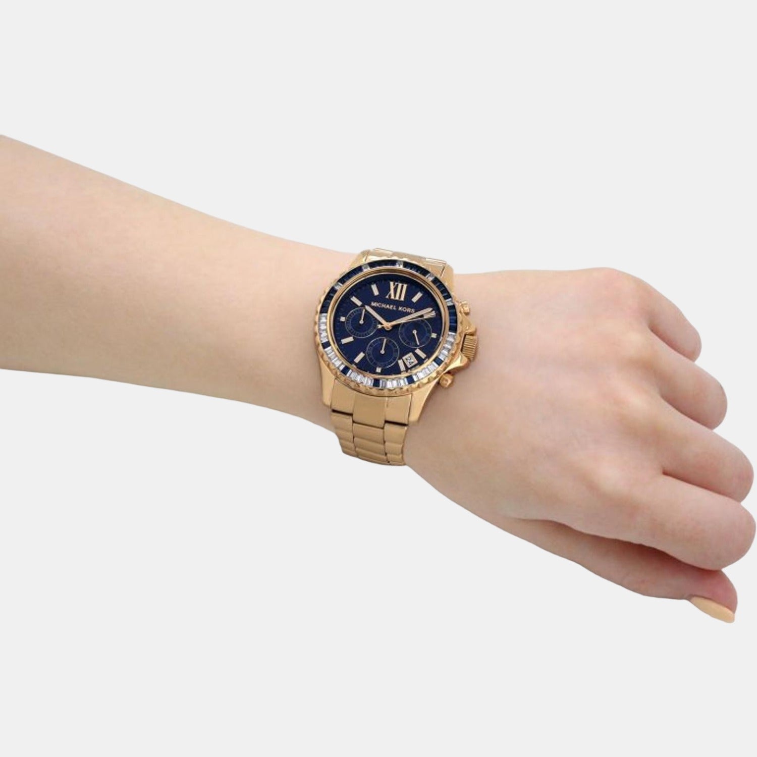 Everest Women Quartz Blue Dial Chronograph Stainless Steel Watch MK6971