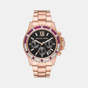 Everest Women Quartz Black Dial Chronograph Stainless Steel Watch MK6972
