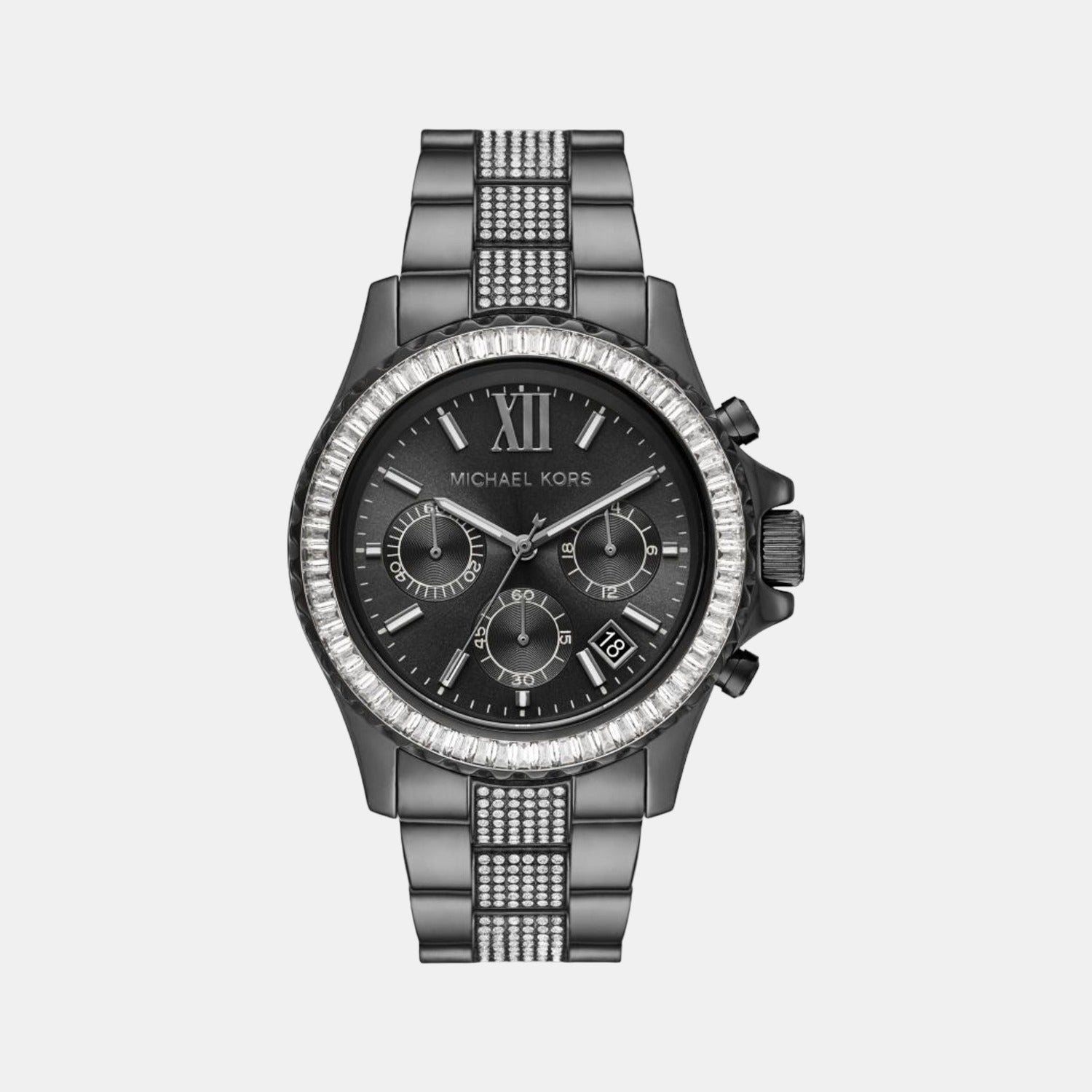 Everest Women Quartz Black Dial Chronograph Stainless Steel Watch MK6974
