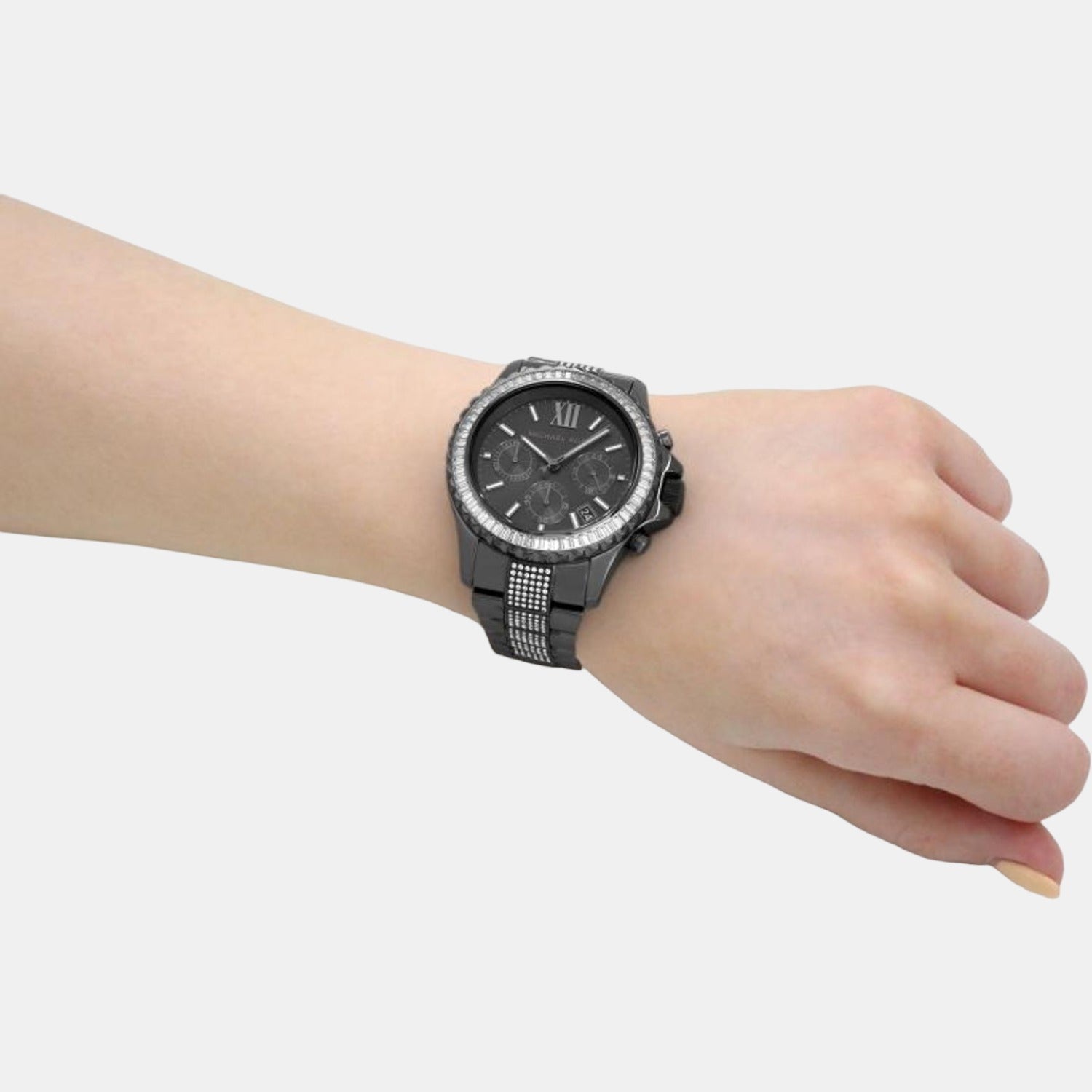 Everest Women Quartz Black Dial Chronograph Stainless Steel Watch MK6974