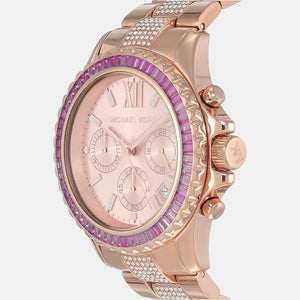 Everest Women Quartz Rose Gold Dial Chronograph Stainless Steel Watch MK7211