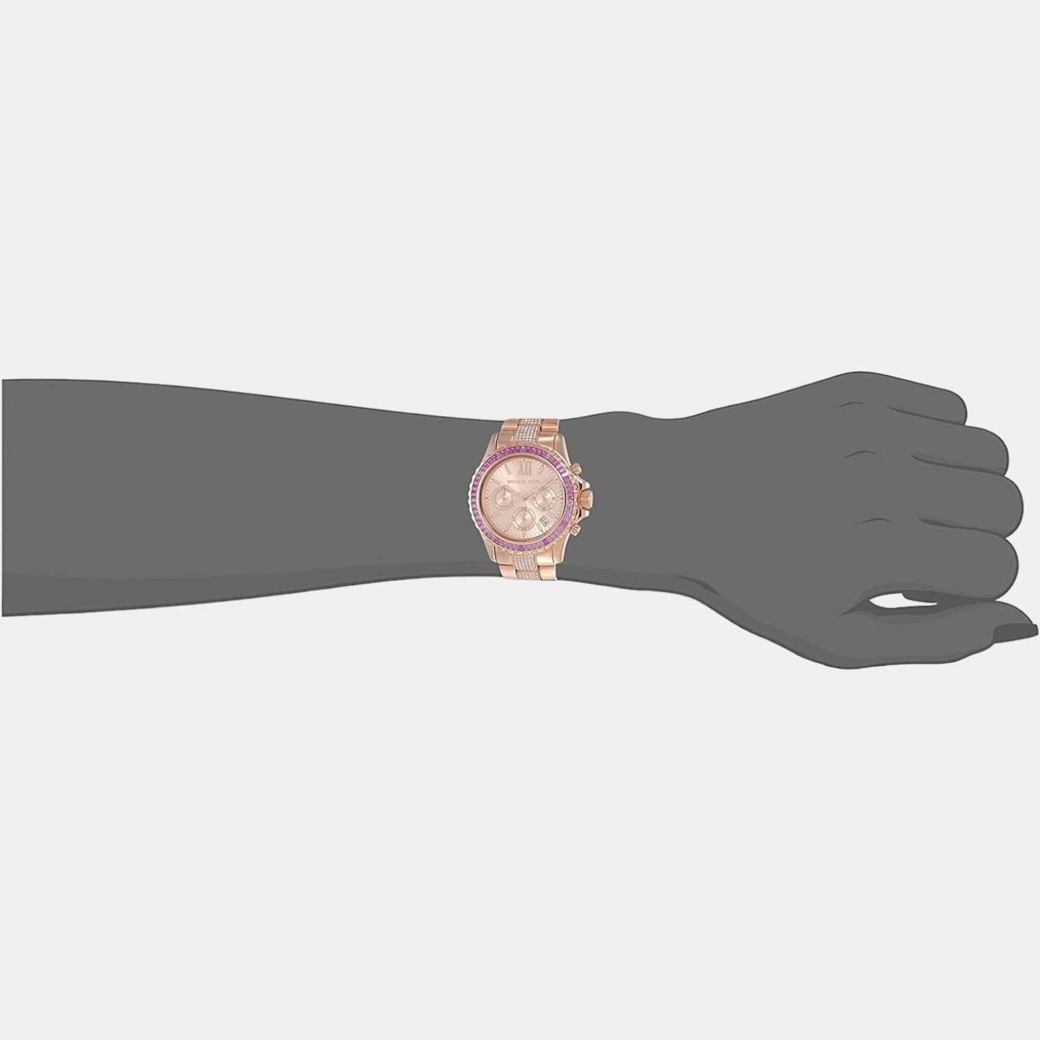 Everest Women Quartz Rose Gold Dial Chronograph Stainless Steel Watch MK7211