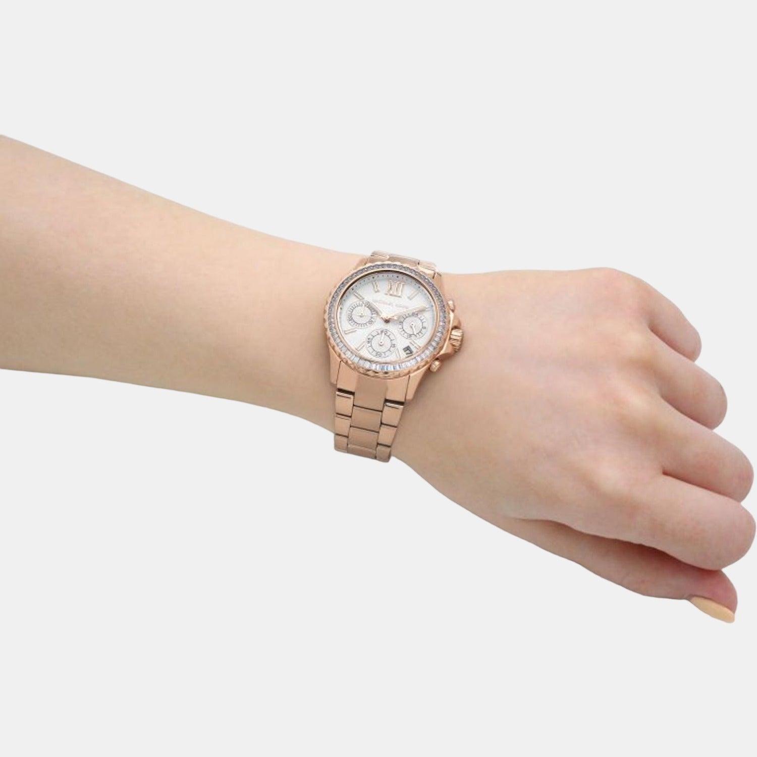 Everest Women Quartz White Dial Chronograph Stainless Steel Watch MK7213