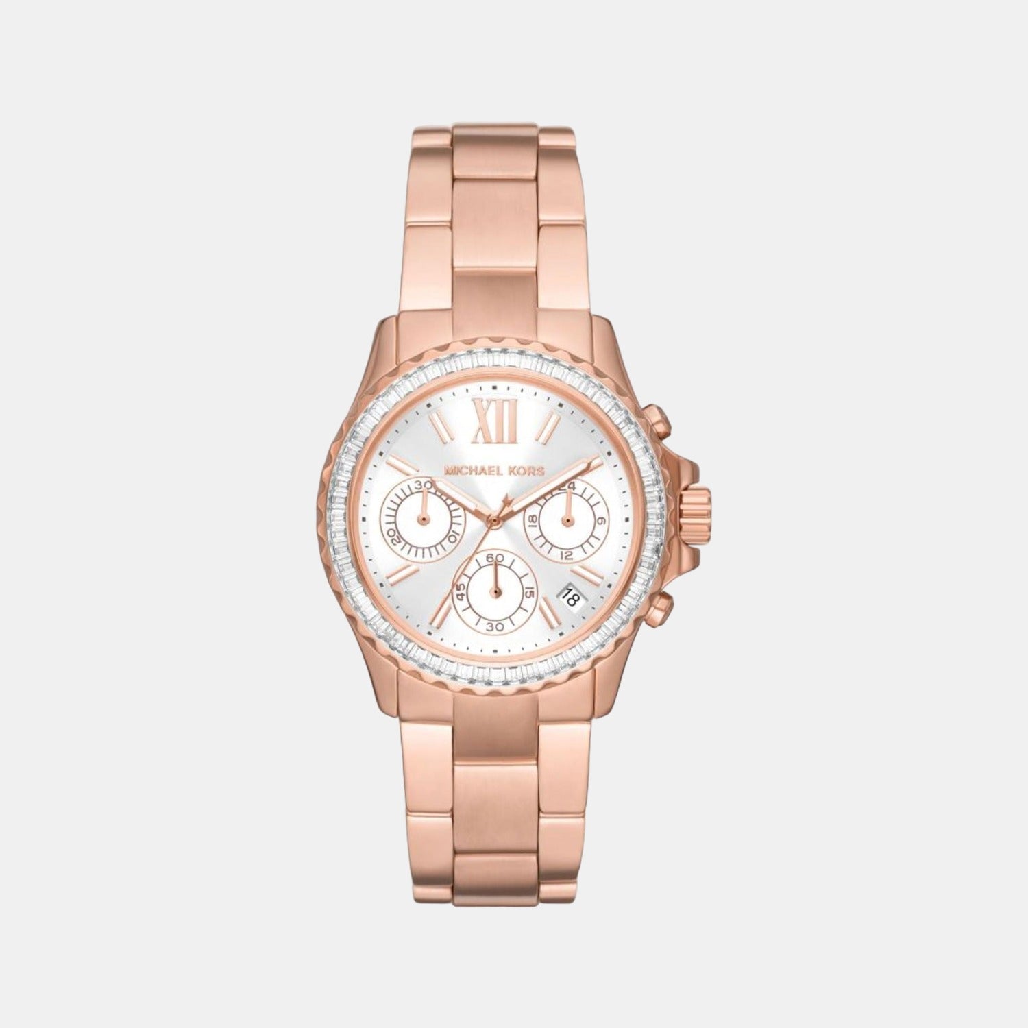 Everest Women Quartz White Dial Chronograph Stainless Steel Watch MK7213