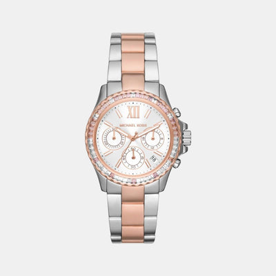 Everest Women Quartz White Dial Chronograph Stainless Steel Watch MK7214